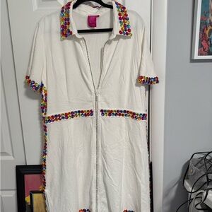 QUEEN OF SPARKLES White Dress with Multicolored Beads